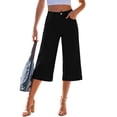 thumbnail image 2 of MLQIDK Black Denim Capri Jeans for Women Lounge Pants High Waisted Knee Length Plus Size Capris Dressy Casual Pedal Pushers with Pockets Black 2XL, 2 of 5