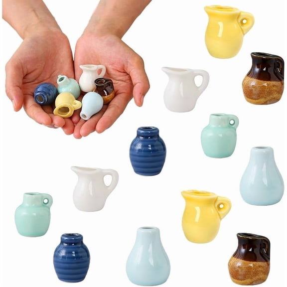 Ceramic Mini Vase Fridge Magnets, Cute Plant Magnetic Flower Vases Fridge Decorative Flowerpot Stickers, Kitchen Office Locker Compact Stylish Home Decor, Decoration Secure Attachment(12pcs)