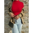 thumbnail image 2 of MOYIKO Fleece Lined Mock Turtle Neck Long Sleeve Bodysuit Fitted Womens Tops,Size S-XXL, 2 of 8