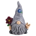 thumbnail image 1 of Adorable gnomo de jardín de resina, decoración artesanal, color gris (flor al azar)., 1 of 6