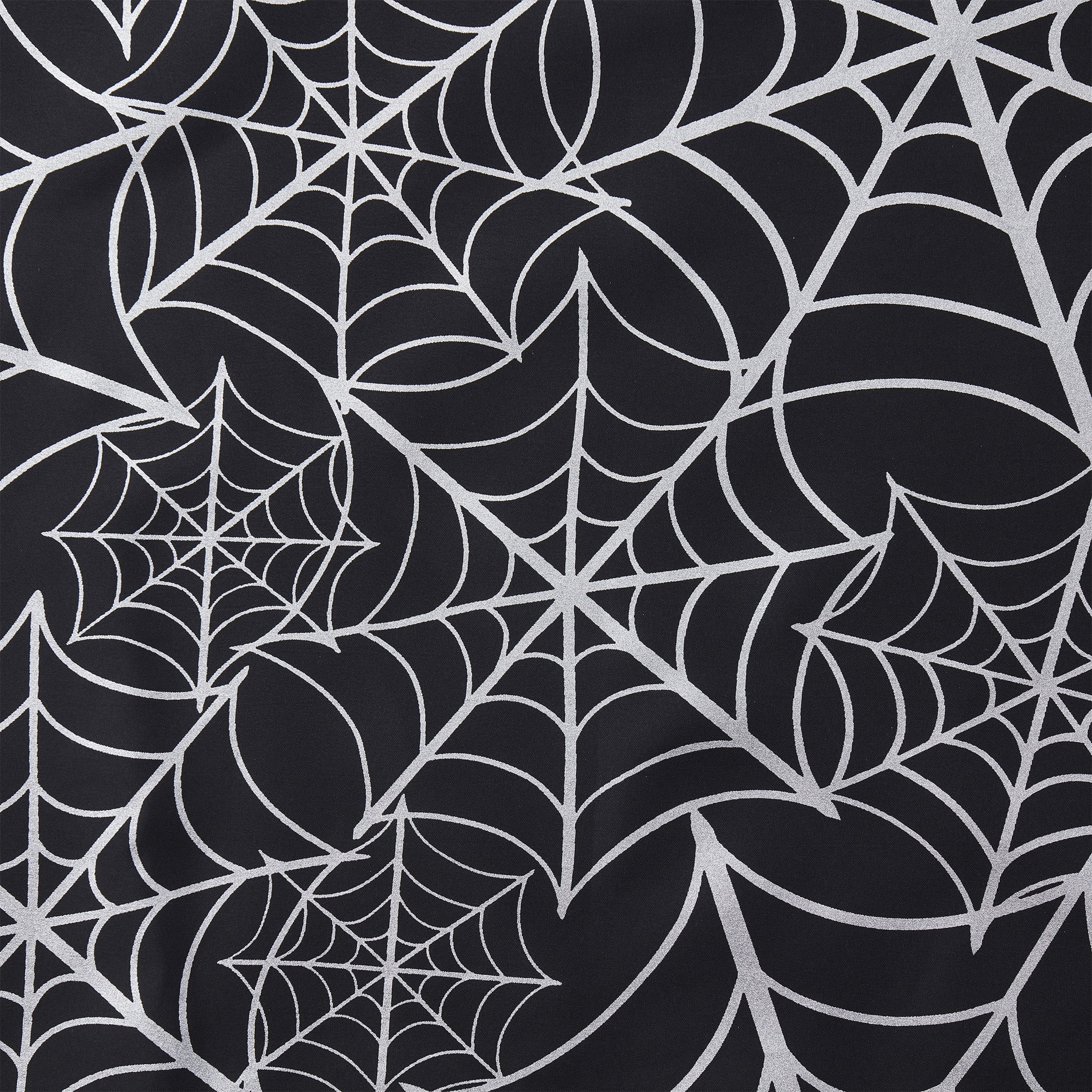 Way to Celebrate! Black Metallic Spiderweb Halloween Shower Curtain, 72" x 72
