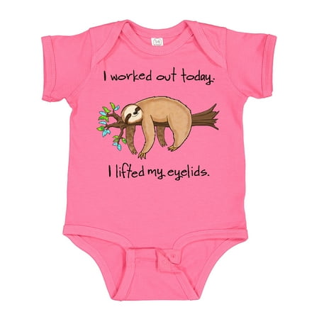 

Inktastic I Worked out Today. I Lifted My Eyelids- Cute Sloth on a Branch Gift Baby Boy or Baby Girl Bodysuit