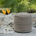 thumbnail image 3 of Collier Outdoor Handcrafted Modern Water-Resistant Fabric Cylinder Pouf Ottoman, Gray, 3 of 5