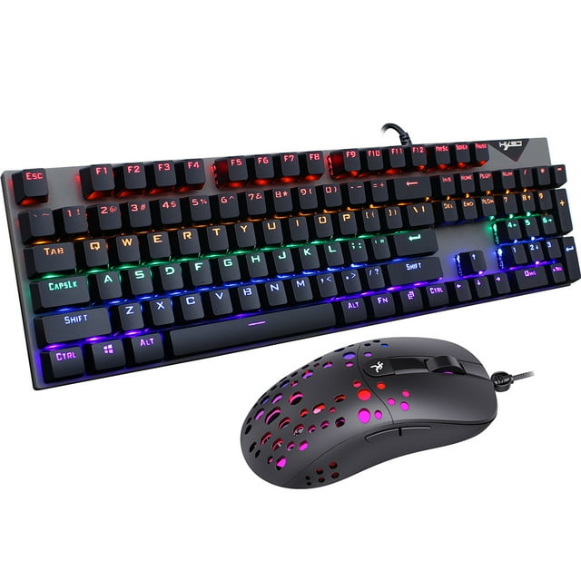Combo de ratón y teclado con cable HXSJ L300 Teclado retroiluminado RGB N-key