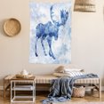 thumbnail image 2 of Moose Tapestry, Blue Pattern Pine Needles Spruce Tree with Antlers Deer Family Snow Winter Horns, Wall Hanging for Bedroom Living Room Dorm Decor, 60W X 80L Inches, Blue White, by Ambesonne, 2 of 5