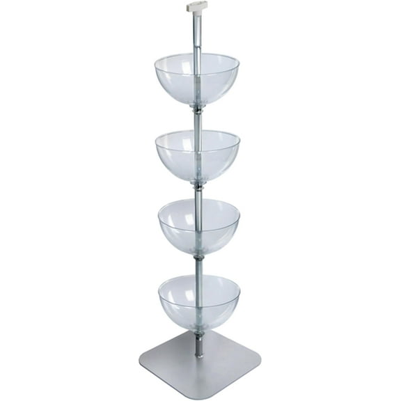 Azar Displays Tiered Bowl Floor Display with Flat Base, 4 Tiers, 14"D, Clear