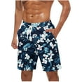 thumbnail image 2 of Ceisia Men's Quick Dry Swim Trunks with Navy Floral Print Elastic Waist Casual Shorts Dark Blue S Gifts for Father, 2 of 5