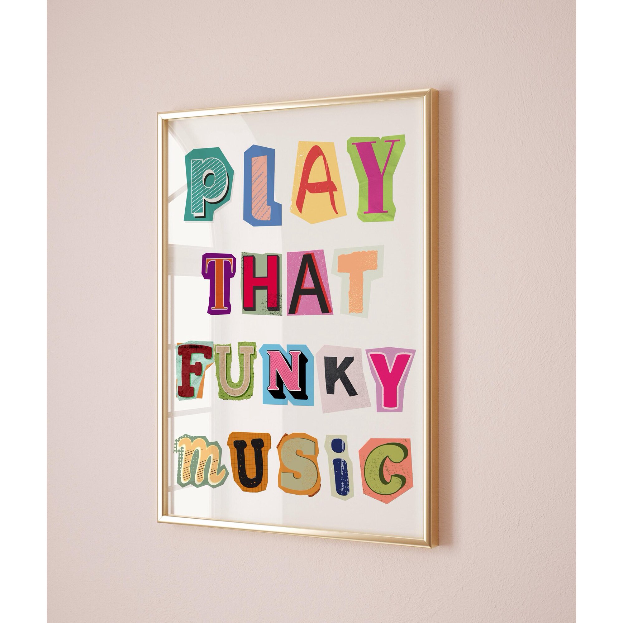 LAVIE Play That Funky Music Print, Retro, 70's Music, Popular Song Poster, Music Lyrics Wall Art, Retro Music Print, Music Wall Art, Fun Bar Art UNFRAMED
