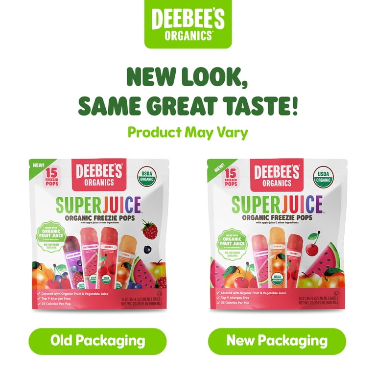 Deebee's Organics Super-Juice Freezie Pops, 15 Count, 1.35 fl oz