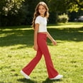 thumbnail image 7 of Chiccall Girls Flare Leggings School Uniform Pants Cotton Breathable Comfy Kids Bell Bottoms Pants Stretchy Casual Clothes for Big Kids, 7 of 7