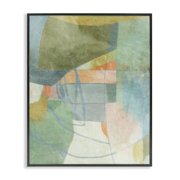 Stupell Industries Pastel & Green Shapes Abstract Painting Black Framed Art Print Wall Art, 11 x 14