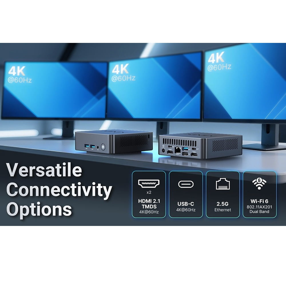 Mini PC – 16GB DDR5 RAM, 512GB SSD, US/UK/EU Plug, 8-Core Intel® Core™ i3 Processor, 4K@60Hz Triple Display MINIX NUC355