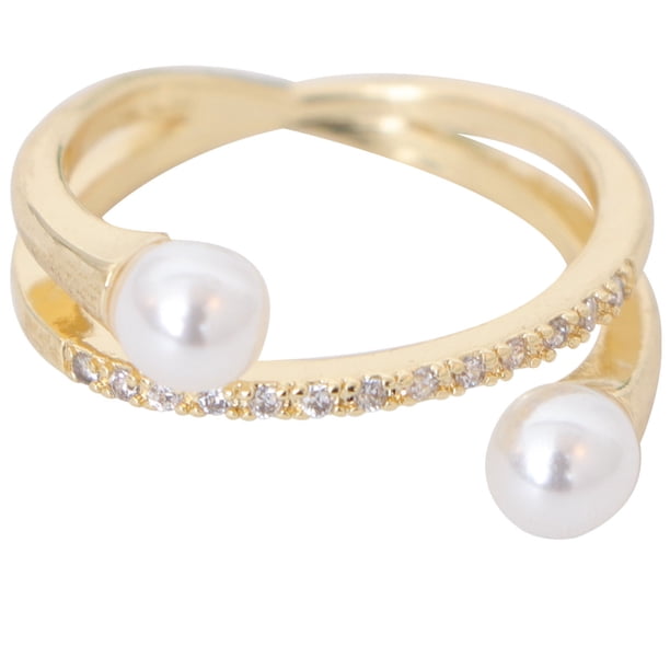 1 anillo cruzado de moda, abierto, ajustable, accesorio de joyería, decoración de fiesta para mujeres (dorado).