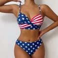 thumbnail image 2 of NTACZA Triangle Trendy Summer Bikini Set High Rise Patriotic Star Print Swimwear Bathing Suit Beach Wear Blue XL, 2 of 8