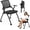 2 Black Chairs, variant on 1 Pack Stackable Folding Office Chair with Wheels, Ergonomic Mesh Conference Room Guest Chair Stool for Waiting, Training Rooms, Reception, Events, Capacity 350lbs
