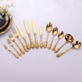 thumbnail image 2 of Spkliful-Juego de cubiertos de acero inoxidable, Set de cubiertos dorados con espejo, tenedores dorados, cucharas, cuchillos, cucharas y tenedores dorados Fivean unisex, 2 of 2