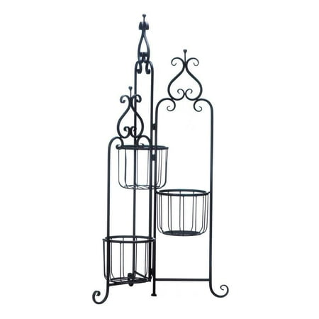Three Tier Plant Stand Outdoor Standing Rustic Black Iron Three Tier Plant Stand Outdoor Standing Rustic Black Iron Pedestal