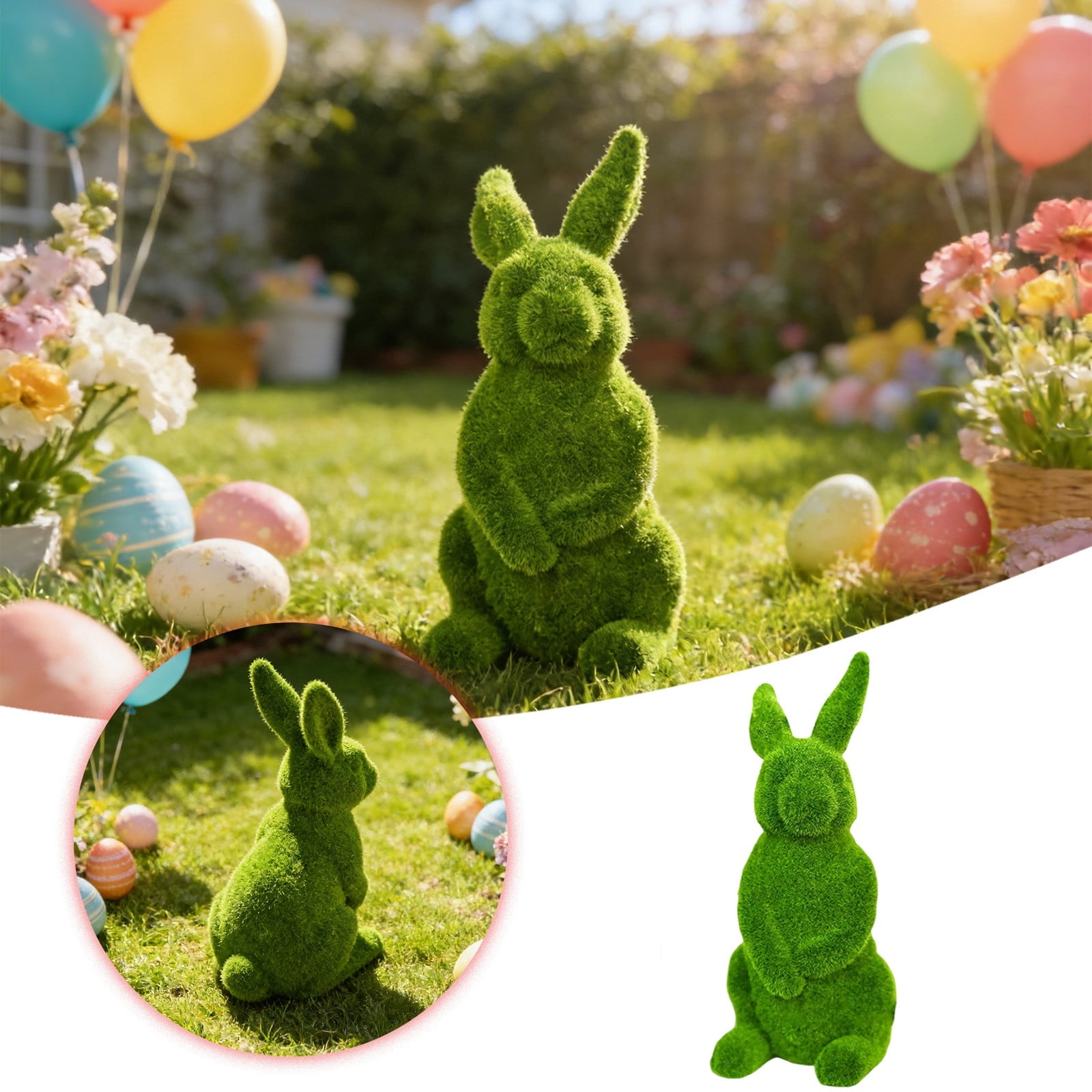 Easter Garden Sculpture Statue - Resin Outdoor Patio & Yard Art, Hand-Painted Holiday Decor for Garden Beds & Porch (13.2 Inch)