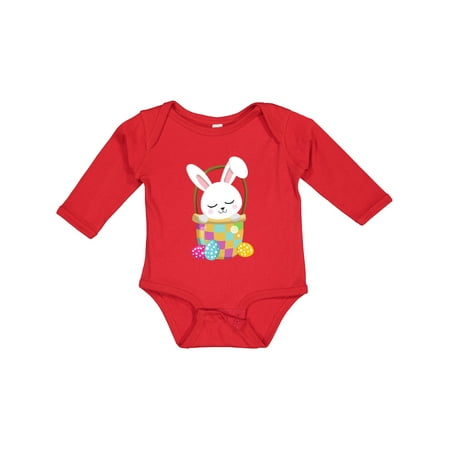 

Inktastic Easter White Bunny Cute Bunny Easter Eggs Gift Baby Boy or Baby Girl Long Sleeve Bodysuit