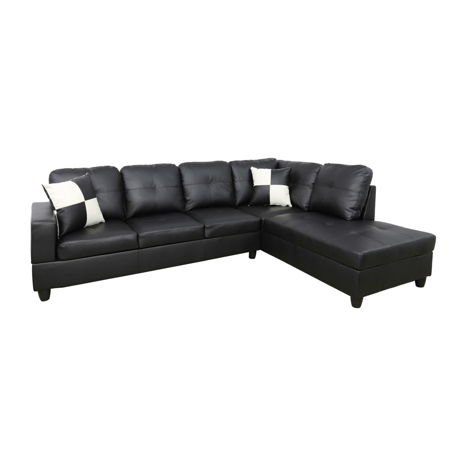 Hommoo Convertible Sectional Sofa, L Shaped Couch for Small Space Living Room, Black(Without Ottoman)