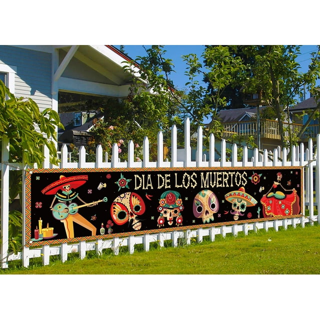 Cartel para vallas con forma de calavera de azúcar con forma de nepósido del Día de los Muertos, 50 x 250 cm