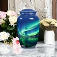 thumbnail image 3 of Radiant Auroras over Icy Reflections - Elegant Large Urn for Women - Graceful Memorial Container for Ashes - Adult Size - Urns For Human Ashes Adult - 10 Inch, 3 of 5