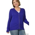 thumbnail image 4 of Zenana Plus Size Classic Front V-Neck Thin Snap Button Down Long Sleeve Ribbed Knit Cardigan, 4 of 4