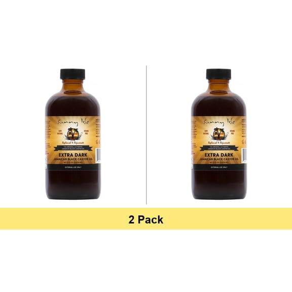 Sunny Isle Extra Dark Jamaican Black Castor Oil 8oz - 2 Pack Bundle