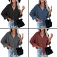 thumbnail image 5 of Hanerdun Women Solid Shacket Jacket Female Long Sleeve Button Blouse Gray M, 5 of 5