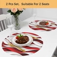 thumbnail image 5 of Red White Moire Round 13 Inch Placemats Set of 2, Modern Abstract Art HeatResistant Non Slip Place Mats for Dining Table, Wipeable Braided Kitchen Table Mats for Housewarming, 5 of 9