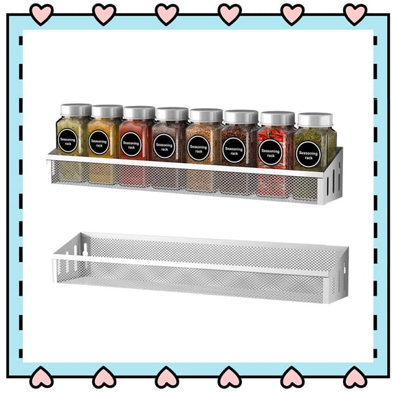 Auledio 2 Pack Metal Spice Rack Freestanding or Wall Mount Spice Jars Organizer for Kitchen in Silver