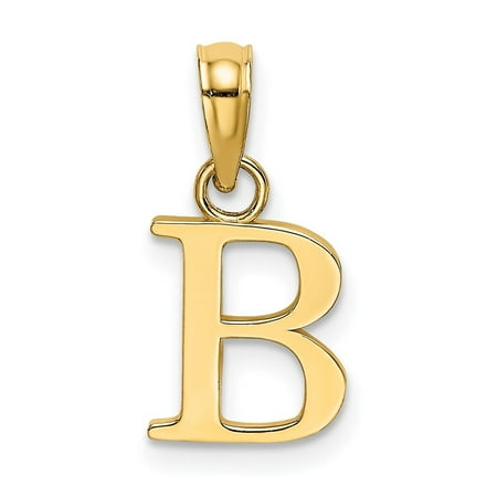 Diamond2Deal 14k Yellow Gold Block Letter B Initial Pendant for Women(L- 15.58 mm, W- 8.96 mm)