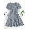 thumbnail image 2 of ZAFUL for Female leisure Ditsy Floral Ruffles Wrap Dress Deep Blue L, 2 of 4