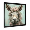 thumbnail image 2 of Designart "Cute Portrait of Floral Donkey" Animals Framed Wall Art Decor - Modern Grey Donkey Entryway Framed Wall Art Print, 2 of 6