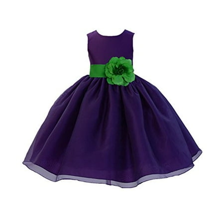 Princess Bodice - Ekidsbridal Purple Formal Satin Bodice Organza Skirt Flower Girl Dress Pageant Wedding Special Occasion Holiday Easter Toddler Ball Gown Recital Reception Birthday Princess 841S