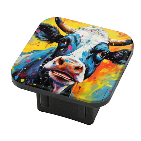 Hitch Cover Fits For 2-Inch Hitch,Colorful Painting Of Cow With Paint Splashesrubber Trailer Hitch Cover Tube Plug Insert,Car Exterior Accessories, Receiver Tube Hitch Plug