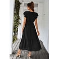 thumbnail image 3 of Vestido PRETTYGARDEN Maxi Negro con Volantes y Escote Cruzado XL, 3 of 7