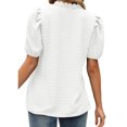 thumbnail image 4 of Blusa informal de manga abombada con cuello en V y encaje para mujer, Top de verano holgado de Color puro, 4 of 6