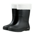 thumbnail image 4 of KEGIRLOM Women's Removable Lined Waterproof Comfortable Height-Increasing Heeled Mid-Calf Rain Boots Shoes For Fall And Winter. Black Size 8.5, 4 of 7