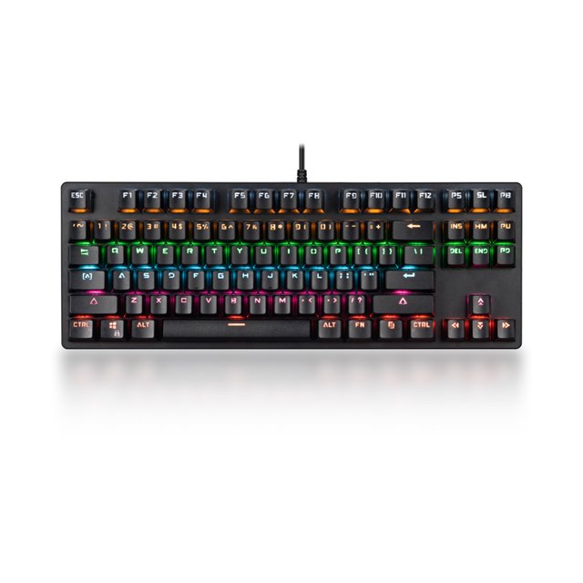 Mistaha Clavier Mécanique à 87 Touches Clavier Filaire Clavier Rétroéclairé RVB Interrupteur Bleu/ Retournement à 26 Touches/ Combinaison Multimédia Touches
