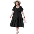 thumbnail image 3 of DARING DIVA Plus Size Sweetheart Neck Ruffle Flowy A Line Dress 2X Black, 3 of 6