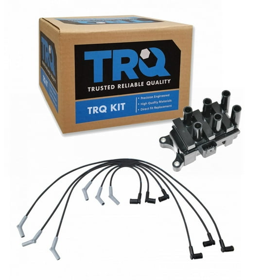TRQ Ignition Coil Pack & Spark Plug Wire Set for Ford F150 E150 E250 4.2L ICA60066 Fits select: 2004 FORD F-150 HERITAGE, 2001-2003 FORD ECONOLINE