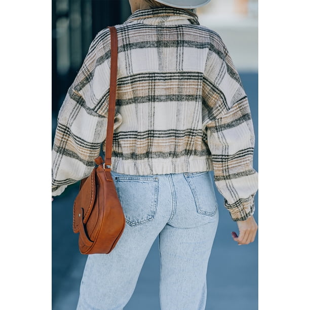 ABPHQTO Chaqueta corta a cuadros Vintage London para mujer