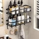 thumbnail image 1 of Cesta de pared de metal negro - Organizador de almacenamiento de malla de hierro de 30x12x5,5cm para baño de cocina, 1 of 7