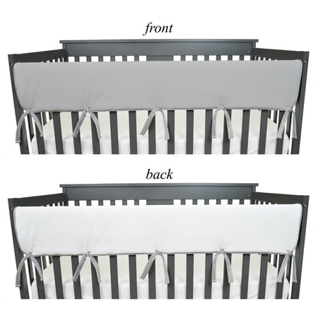 American Baby Company 1 Pack Heavenly Soft Chenille Reversible Crib Rail Cover for Long Rail Gray/White Wide for Rails Measuring up to 18 Around