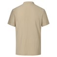 thumbnail image 3 of Mens Casual Cotton Linen Short Sleeve Shirt Slanted Placket Vintage Beach Tops, 3 of 11