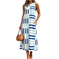 thumbnail image 3 of QUNYINEY Womens Sundresses Casual Summer Long Striped Sleeveless A Line Dress Flowy with Pockets Loose Fit Crew Neck Dresses S-2XL, 3 of 6