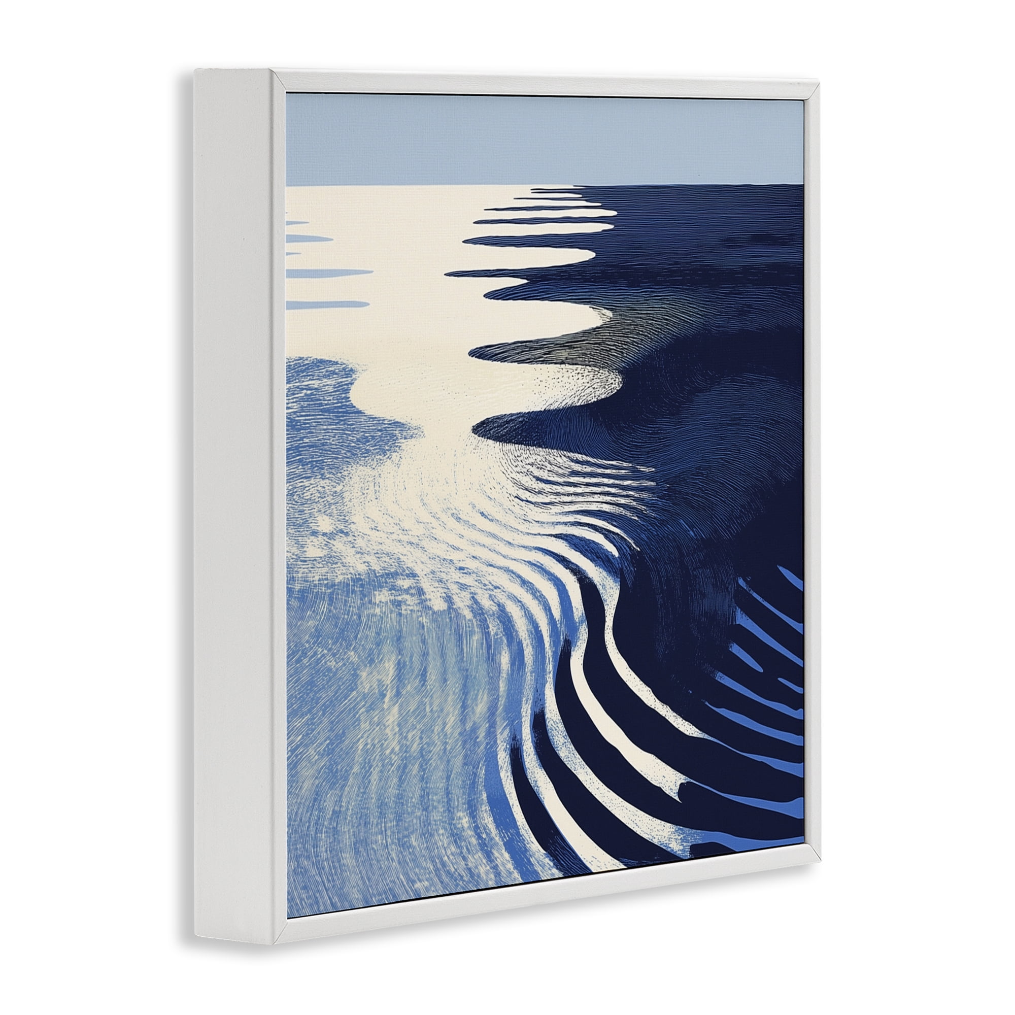 Stupell Industries Abstract Cobalt Ripples White Framed Giclee Art, design by Walker Noble