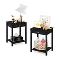 thumbnail image 4 of Furinno Classic Side Table Set of 2, 2-Tier Modern End Table with Small Drawer and Open Shelf, Night Stand, Bedside Table, for Living Room, Bedroom, Dark Americano, 4 of 5