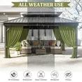 thumbnail image 6 of Pakunoda 16' X 6.5' Gazebo Universal Replacement Privacy 4-Panel Curtains, Waterproof Outdoor Curtains Light Green Sidewall with Zipper for Patio Garden Backyard 12' X 20' Gazebo, Curtain Only, 6 of 8